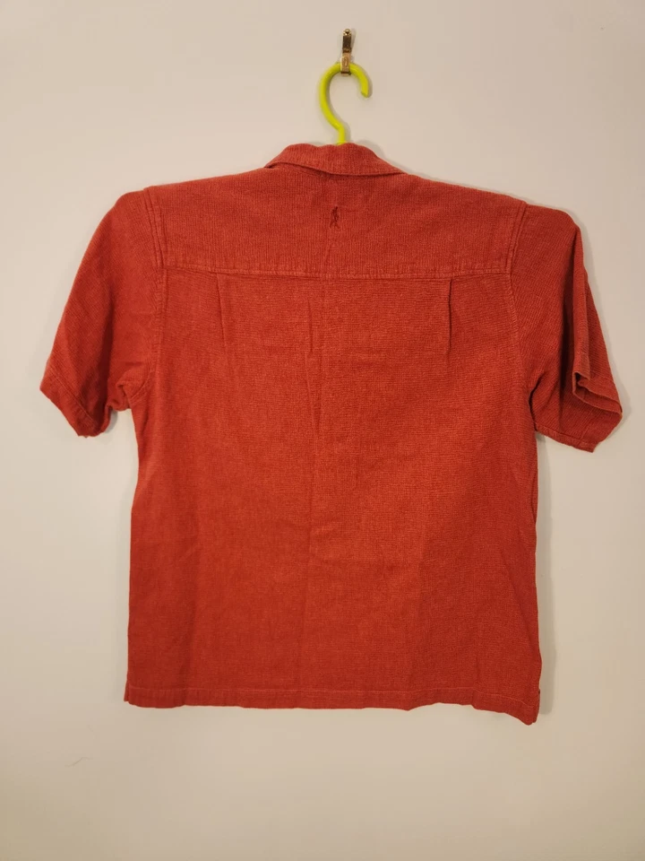 Camisa masculina Royal Robbins 100% algodão vermelha média manga curta Gorpcore Camping - Imagem 4 de 4