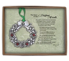 Abbey & CA Gift Story of Xmas Wreath Ornament On Green Ribbon Gift Boxed, Multi