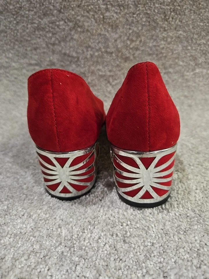 Zapatos de salón Adrienne Vittadini para mujer rojos talla 9 tacón ancho punta punta tacón de metal Foto 4 de 4