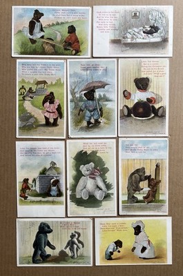 Antique Teddy Bear Postcards Lot 10 1907 Fred L Cavally Nursery Rhyme