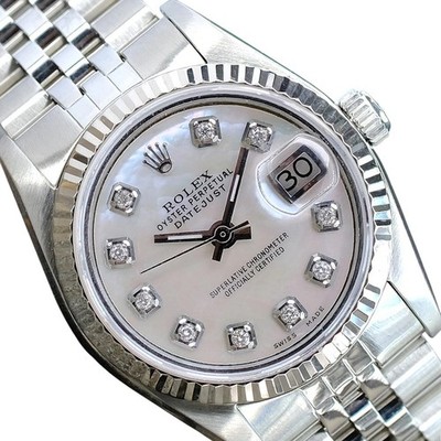 Rolex Datejust 68274 Mid-Size White Diamond Dial 18KW Fluted Bezel 31mm Watch
