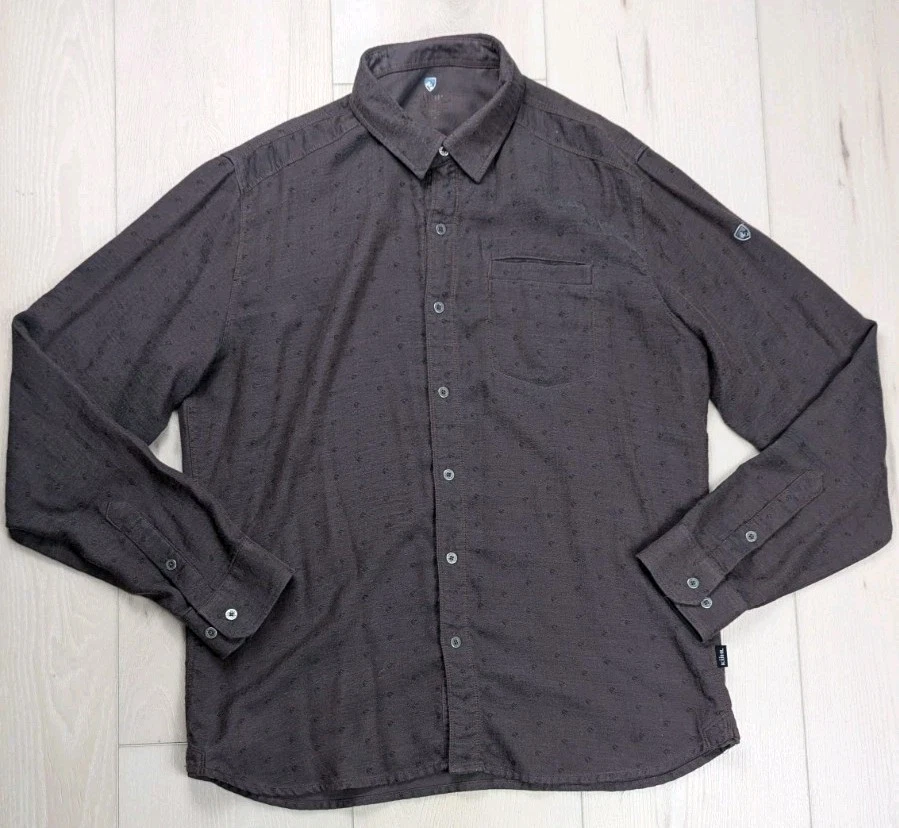 Kuhl Shirt Brown Lightweight Outdoor Hiking Long Sleeve Button Up Mens L