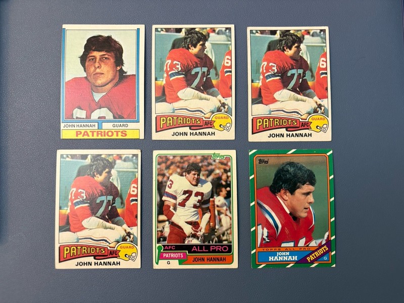 John Hannah HOF Lot (6) 1974 RC + 1975 x3 1981 All Pro 1986 Topps Vintage
