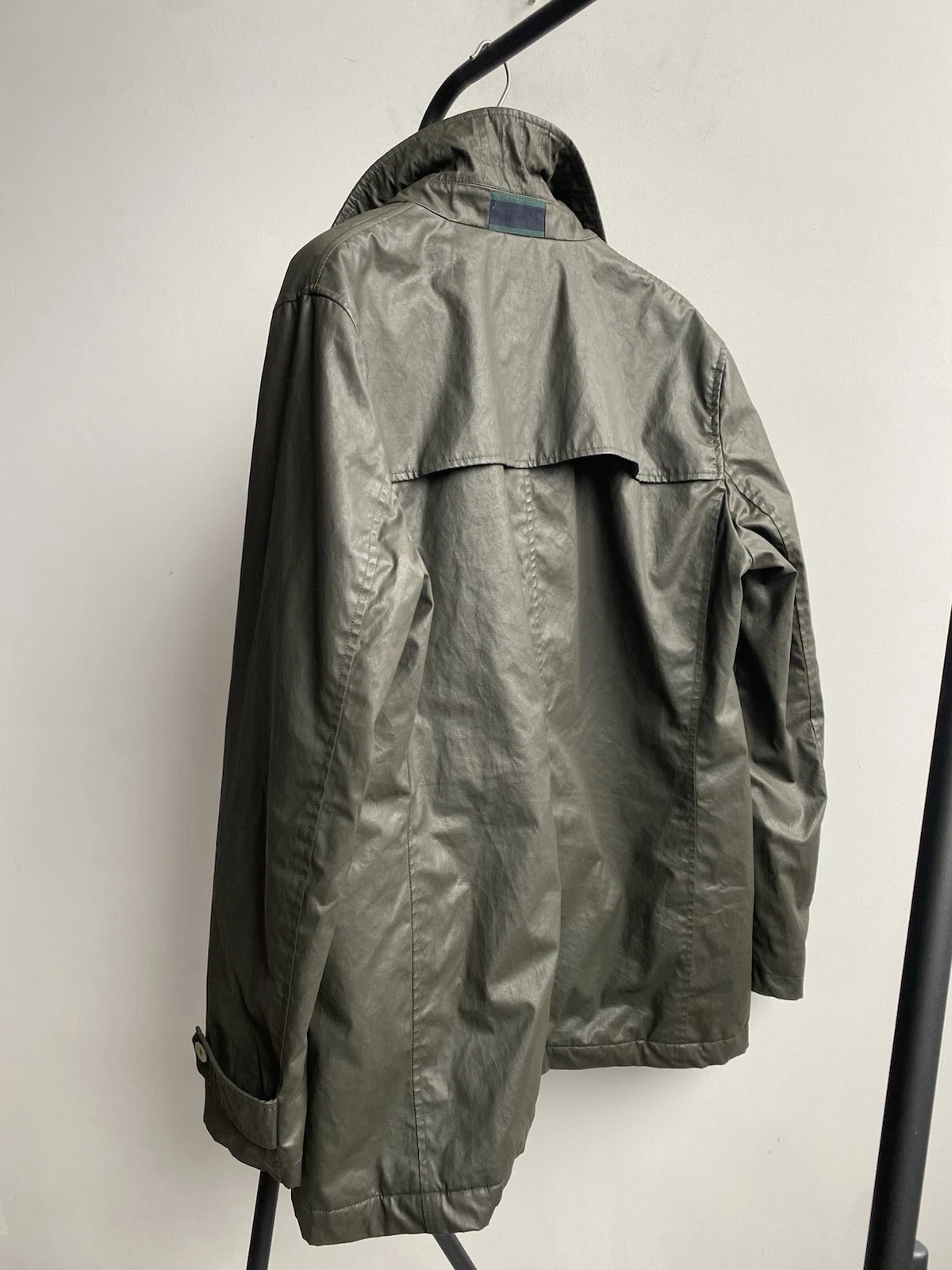 Camplin Yarmony Waxed Peacoat Mens EU 54/XL Olive Green Cotton Blend Padded Coat image 8