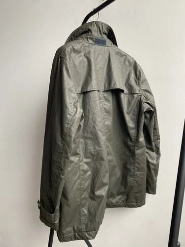 Camplin Yarmony Waxed Peacoat Mens EU 54/XL Olive Green Cotton Blend Padded Coat image 8