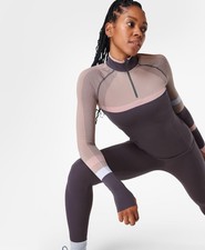 Sweaty Betty - Athlete Workout Half Zip Long Sleeve Top - grey - sz S - new