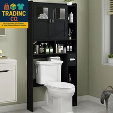 over the Toilet Storage Cabinet, Bathroom Shelf over Toilet with Glass Doors and