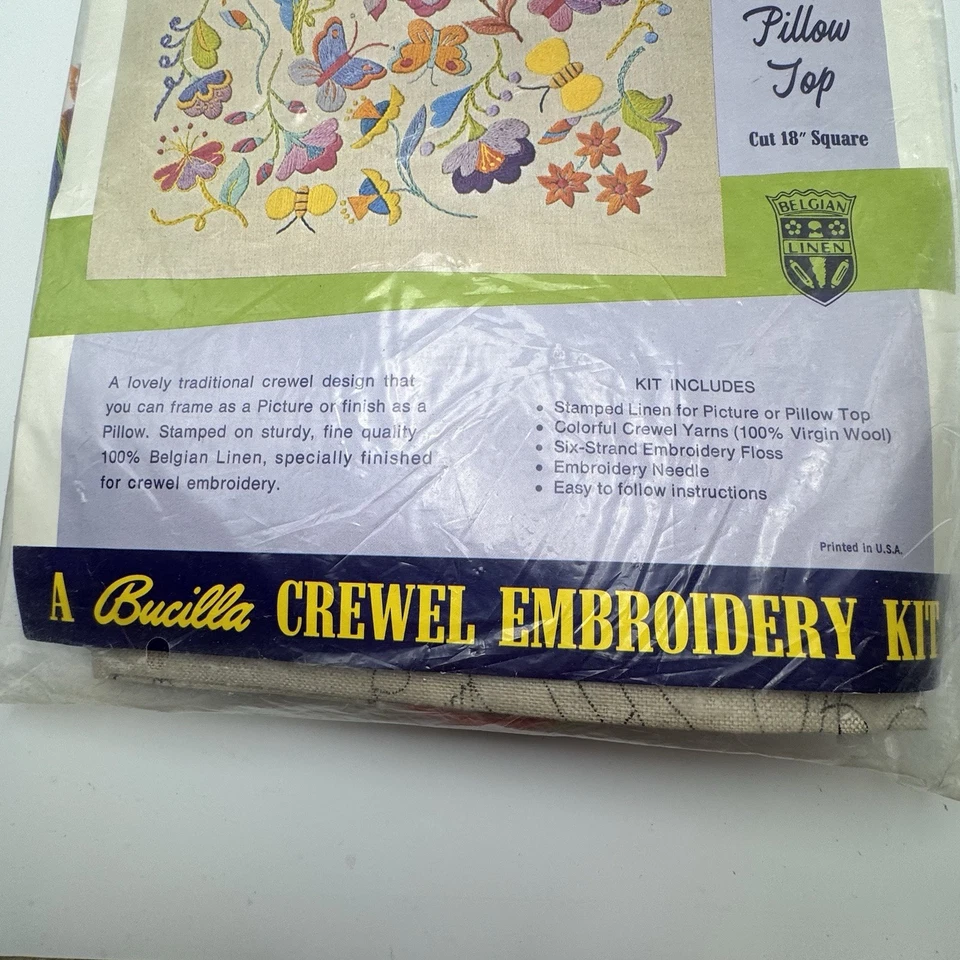 Kit de bordado vintage Bucilla Crewel 36175 Julie Eisenhower floral almohada superior Foto 2 de 4