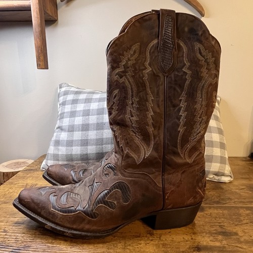 Bottes Western Homme J.B. Dillon, Cuir De Chèvre, Bout Carré, Taille 12 D (occasion)