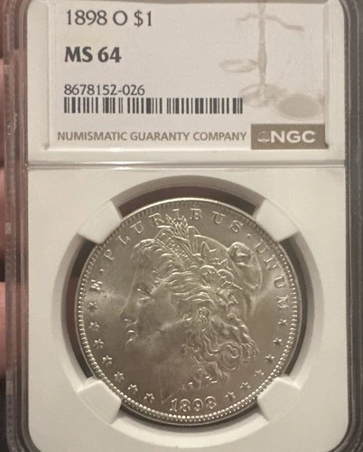 Absolutely Stunning 1898-O Morgan Dollar CERTIFIED NGC MS 64 Silver Dollar