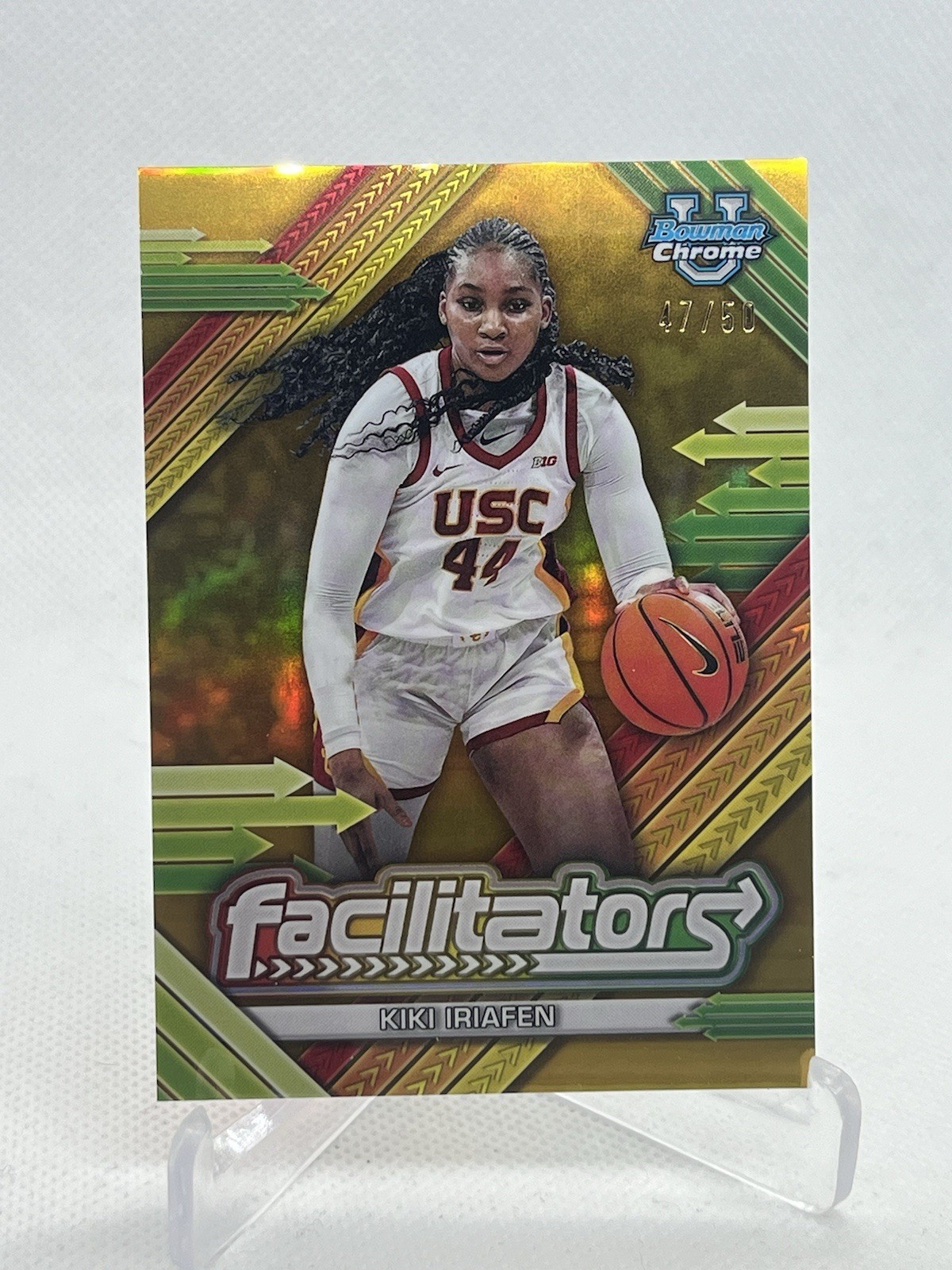 Kiki Iriafen 2024-25 Bowman University Chrome Facilitators Gold 47/50 USC
