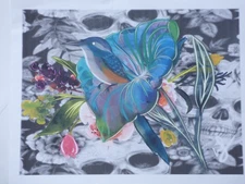 Vintage Computer Flower Art Print On Paper Unframed