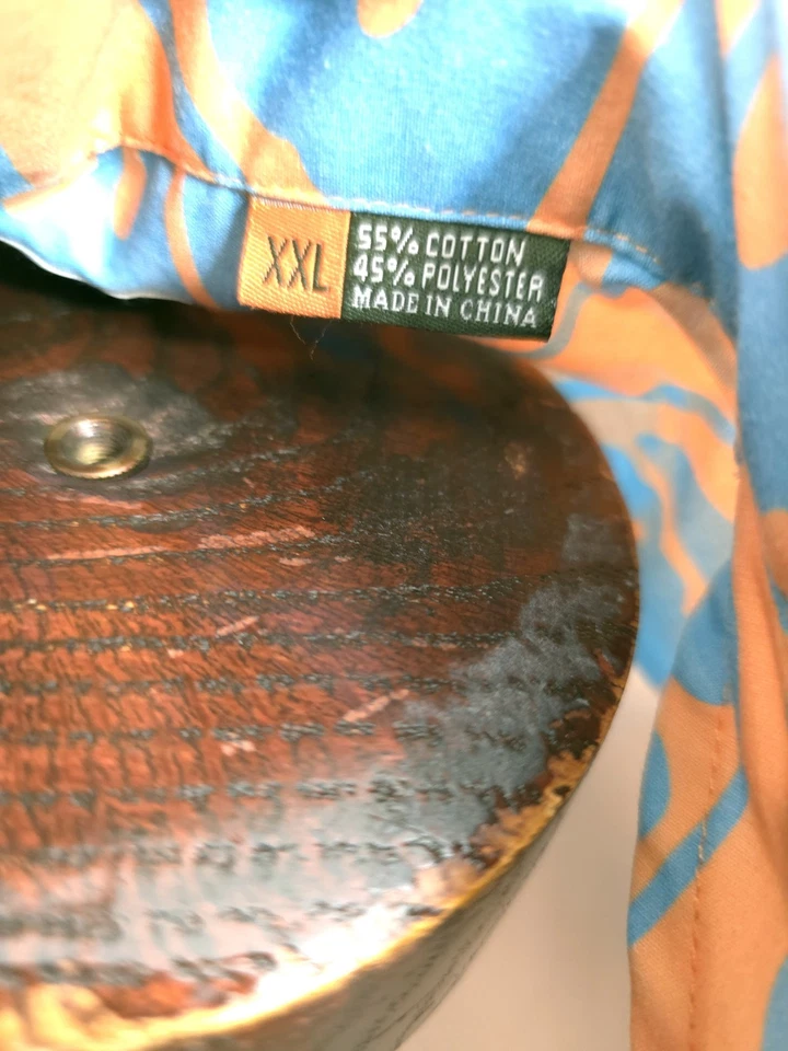 Howler Brothers Mens XXL 2XL Blue Orange Hawaiian Shirt - Image 4 of 4