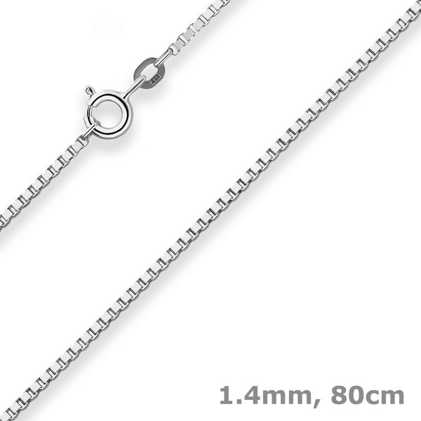 1,4Mm Veneziakette Silberkette Collier Halskette Aus 925 Silber Rhodiniert 80Cm-image