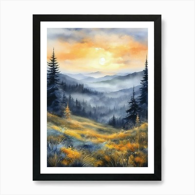Nebelige Kiefern in den Appalachen gerahmtes Wandbild Poster Leinwanddruck Bild