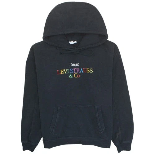 Levi's Women's Black Pullover Hoodie M Embroidered Logo Cotton Blend