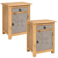 2Er Set Boho Nachttisch FüR Boxspringbett Nachtschrank Nachtkommode 70Cm Hoch
