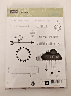 Stampin' Up! HELLO LOVE Hostess Exclusive Stamp Set Rain Cloud Bird Keep It Real