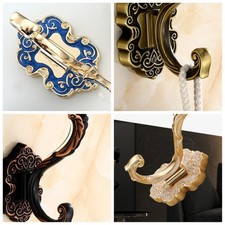 4pcs Baroque Alloy Wall Hooks with No Hole Glue Clothes Hanger for Hat Bag Keys