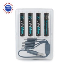 paleblue USB Rechargeable AAA Lithium Batteries 4 Pack 1 Hour Charge Over 1000