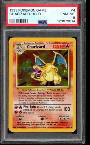 PSA 8 NEW CERT! Charizard 4/102 Holo - Base Set - WOTC