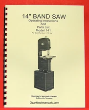 POWERMATIC 141 14" Band Saw Owner Operating Parts Manual 0515