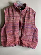 Women’s Travelsmith Zip Front Textured Vest Xl Colorful Textures Silk Cotton