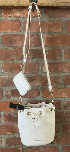 NWT Kate Spade Cream Pebble Leather Mini Bucket Bag with Change Purse - $359 - Picture 3 of 10