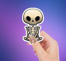 NEW- Cute Skeleton Vinyl Sticker Decal  Halloween Design  1.7 x 3 INCHES