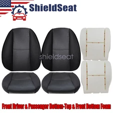 2007 to 2013 For GMC Sierra Front Bottom-Top Cloth Seat Cover Black &Bottom Foam