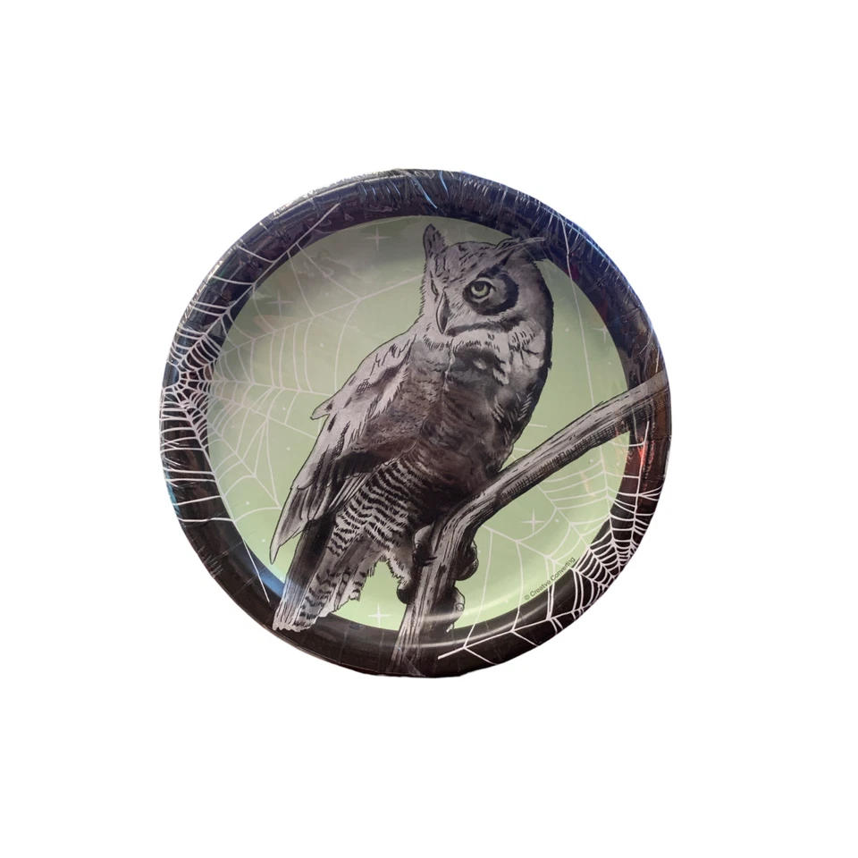 Halloween Hairy Spider and Scary Owl Dessert Plates and Lunch Napkins - Image 2 of 4