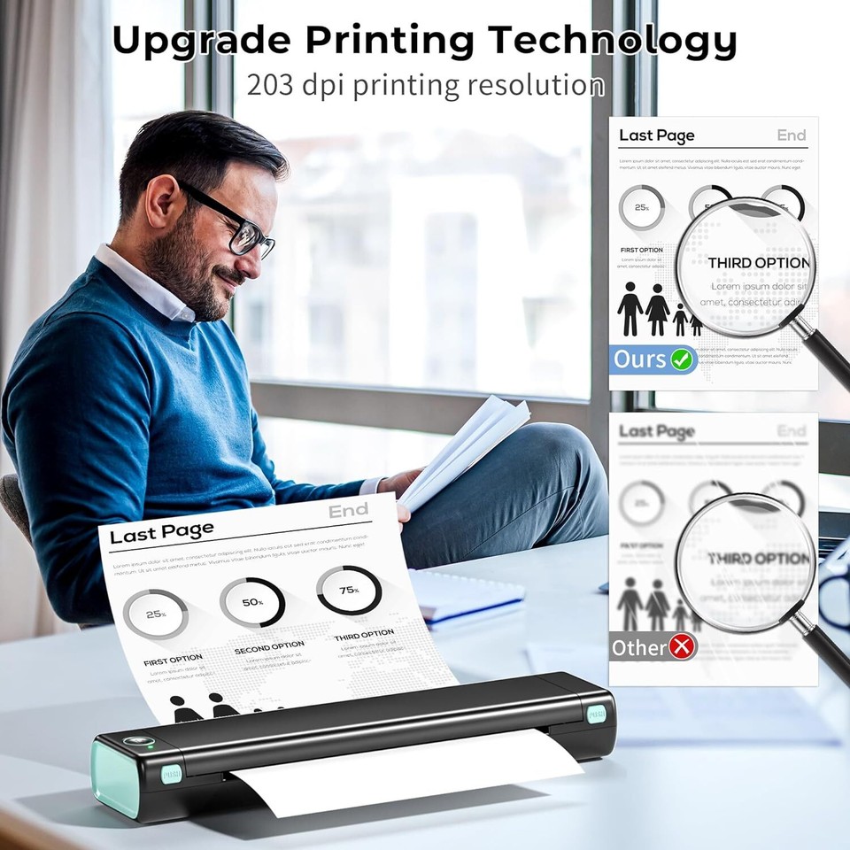 Phomemo M08F Wireless A4 Bluetooth Thermal Printer for Portable Travel