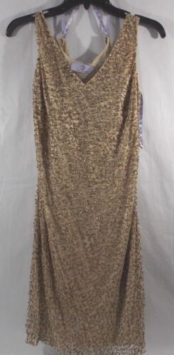 JS COLLECTIONS LIGHT GOLD FORMAL DRESS/SIZE 6 /MODELE/OVERLAY/LACE NWT - Picture 2 of 8
