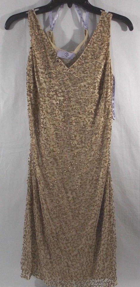  JS COLLECTIONS LIGHT GOLD FORMAL DRESS/SIZE 6 /MODELE/OVERLAY/LACE NWT - Image 2 of 4