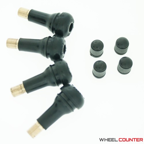 (4) Short Rubber Black Valve Stems with Caps Quantity 4 TR413 AUDI VW - Picture 3 of 3