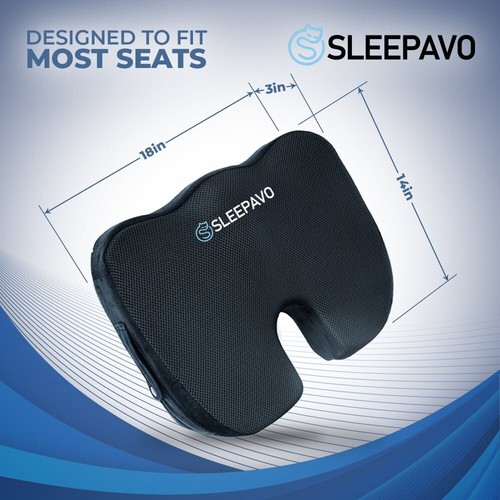 Schwarzes weiches Memory Foam Sitzkissen kühlendes Gelkissen für Rücken- & Steißbeinschmerzen - Bild 5 von 7