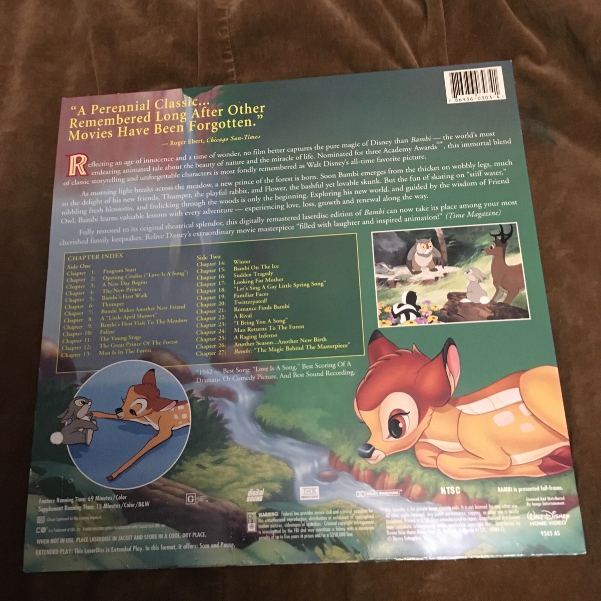 米2discs LASERDISC Anime Bambi NONE NOT ON LABEL /01200 Bambi Japanese Version Laserdisc Walt Disney Home Video