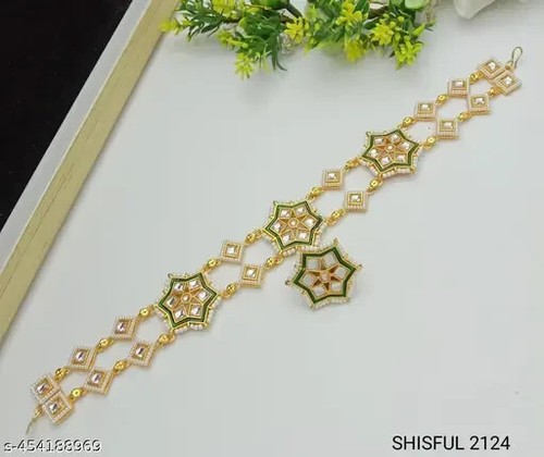 Kundan GoldPlated Shisful Jewelry Pakistani Maroon Stud Sheeshphool Jewelry Setk - Picture 15 of 15