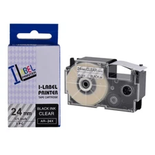 1PK Black on Clear Tape Cartridge XR-24X for Casio KL7000 EZ Label 24mm