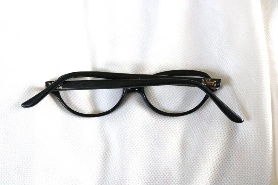 Gafas negras con marco de estrás francés Raybert vintage años 50 60 44-18 Foto 4 de 4