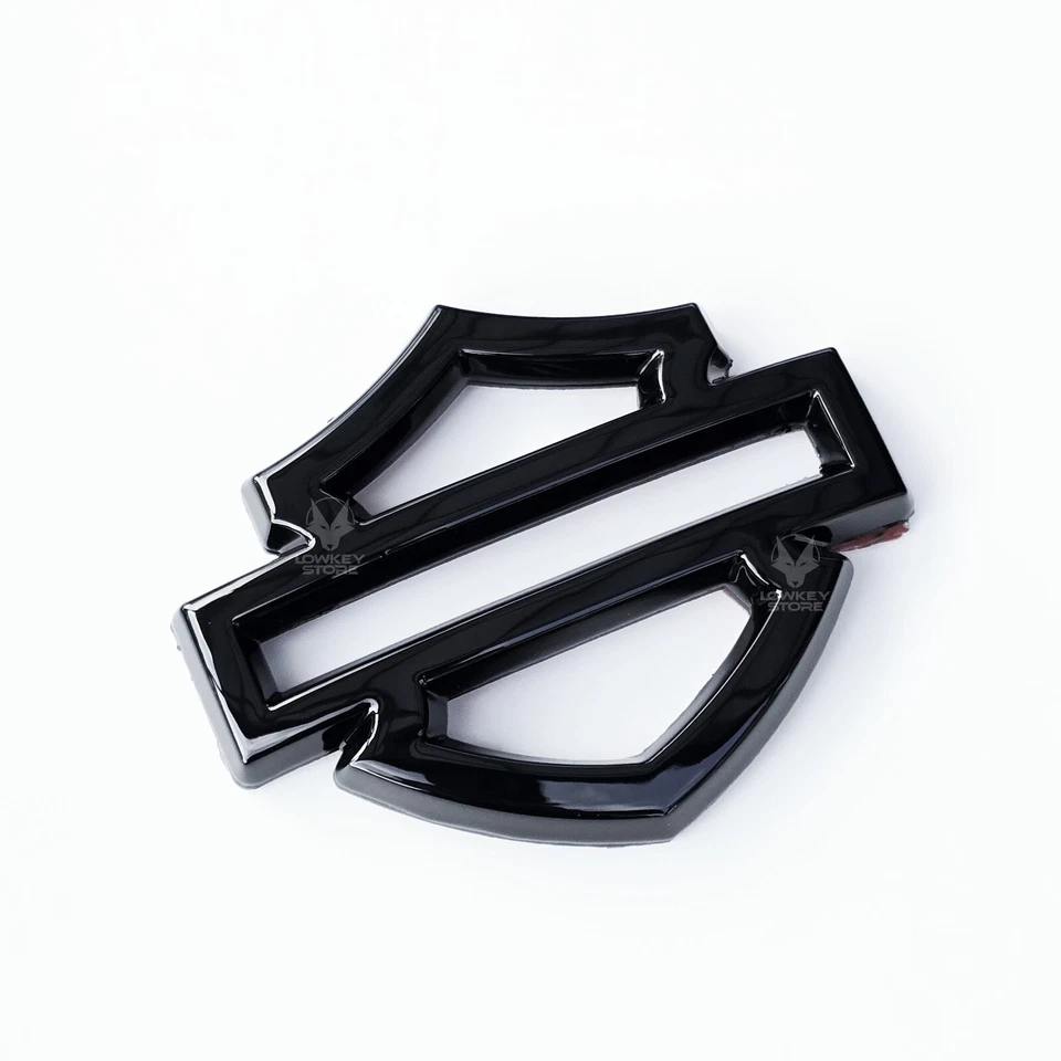 2pcs Harley Davidson Fuel Tank Badges - GLOSS BLACK - Metal Emblem Adhesive Back - image 2 of 4