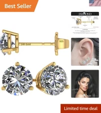 Affordable 14K Gold & Sterling Silver Zirconia Stud Earrings - Classic Elegance