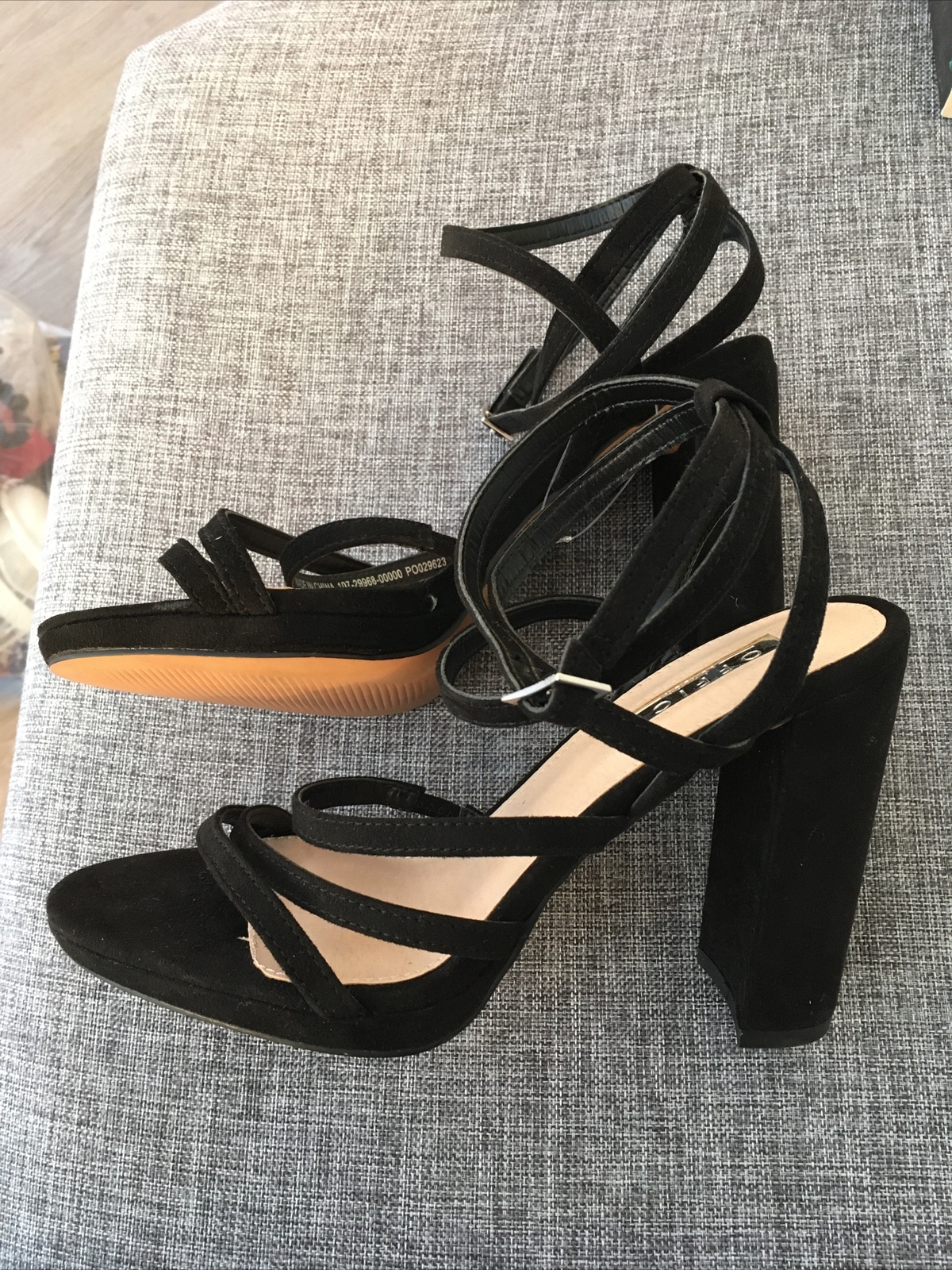 Office Black Strappy Size 6/39 Block Heel Shoe | eBay