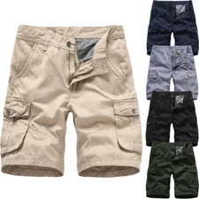 Mens Cargo Combat Shorts Casual Work Wear 100% Cotton Cargo Half Pants Outdoor