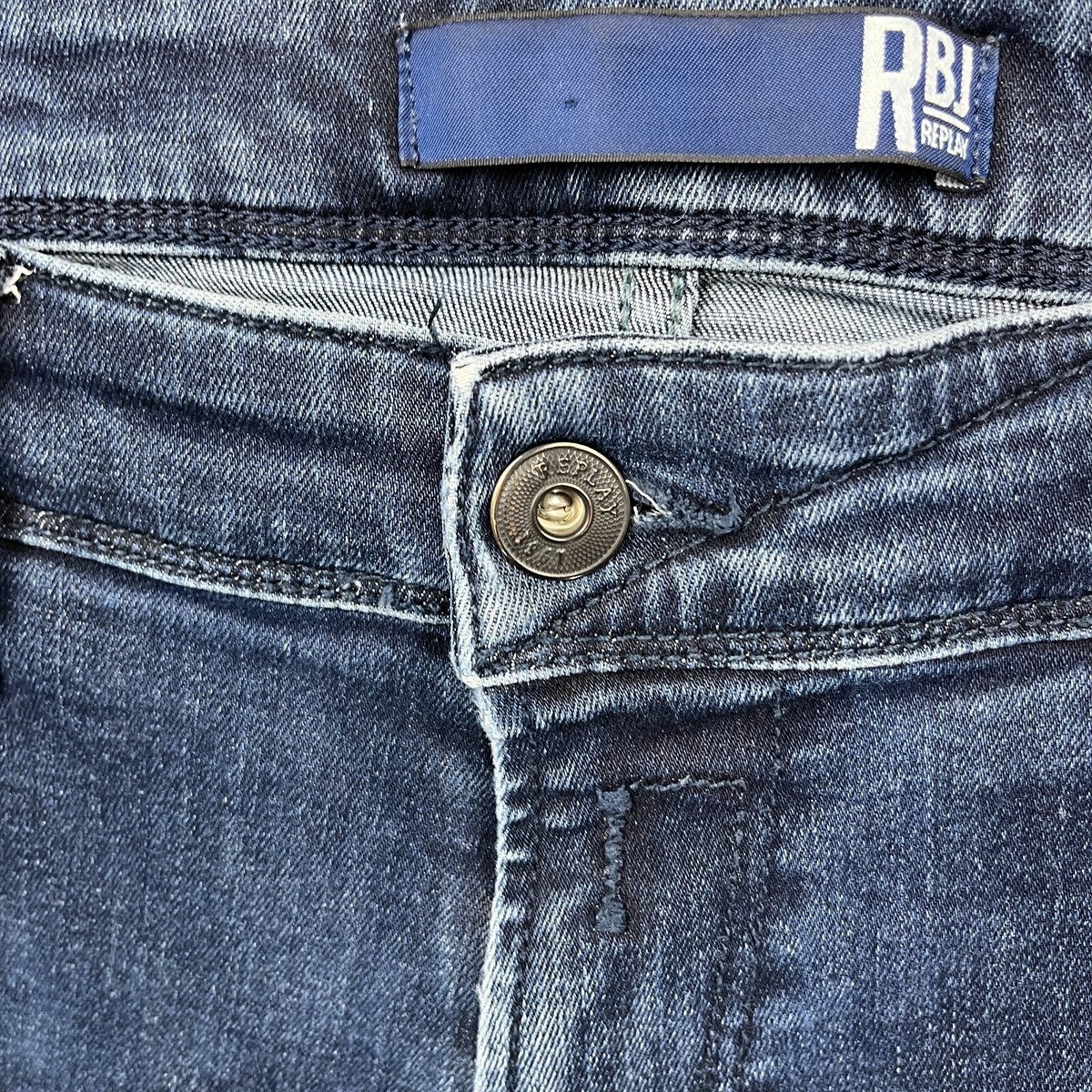 Replay Jeans Mens 32 Blue RBJ Stretch Skinny Slim Bottoms Pants Washed Denim View 6