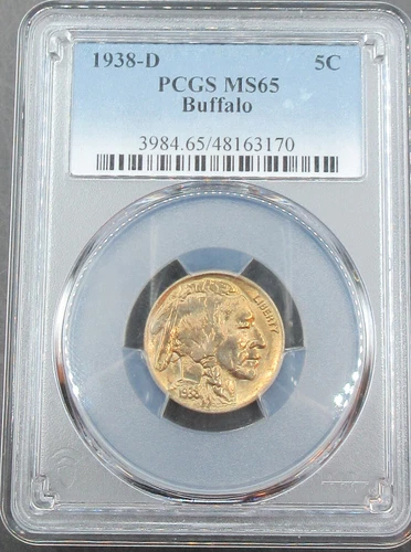 1938-D Buffalo Nickel ~ MS65 PCGS ~ Golden Toned