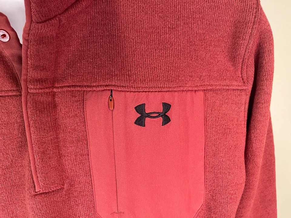 Chaqueta de golf Under Armour para hombre naranja quemado ColdGear 1/2 cremallera suéter XXL 2XL Foto 3 de 4