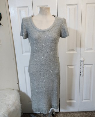 Cato Sweater Dress Cato Gray Short Sleeve Sparkle Sequin Bling