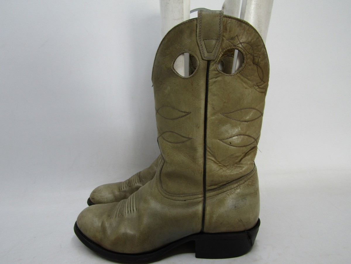 Boulet Mens Size EEE Beige All Leather Buckaroo Western Cowboy Boots
