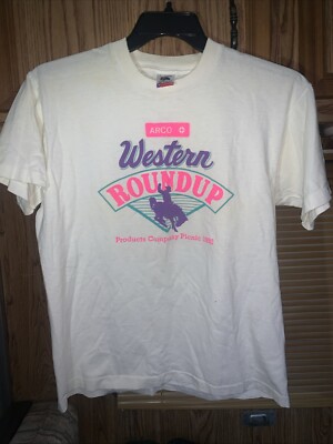 Vintage Arco Gasoline 1990 Western Roundup Picnic T Shirt 